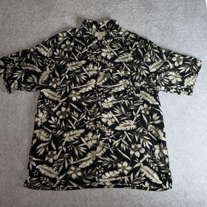 Boca Classics Mens Shirt L 100% Silk Island Wear Button Up Tropical Floral